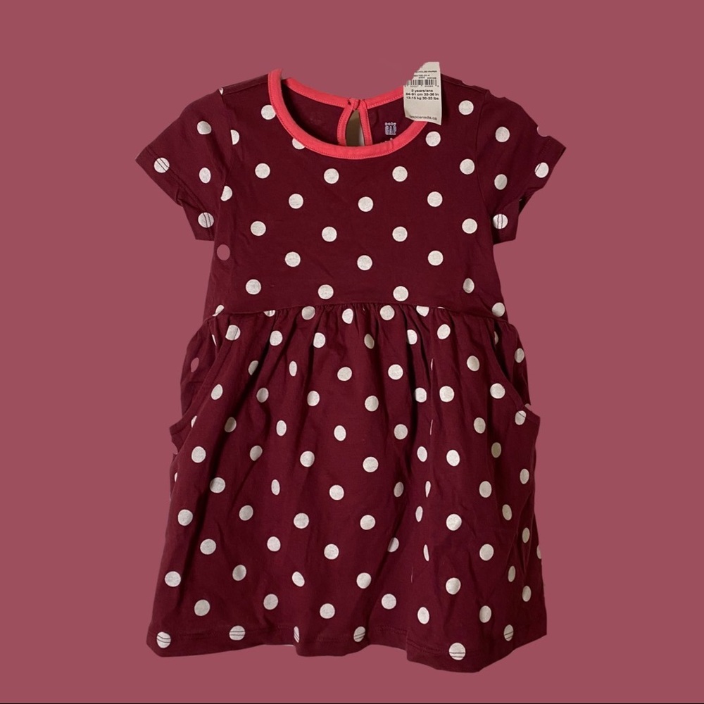 Gap 2T Maroon Polka Dot Dress